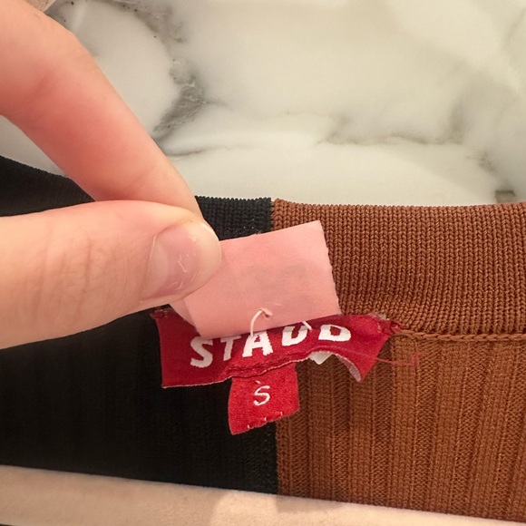 Staud Two-Tone Black and Brown Ribbed Dress - Picture 4 of 4